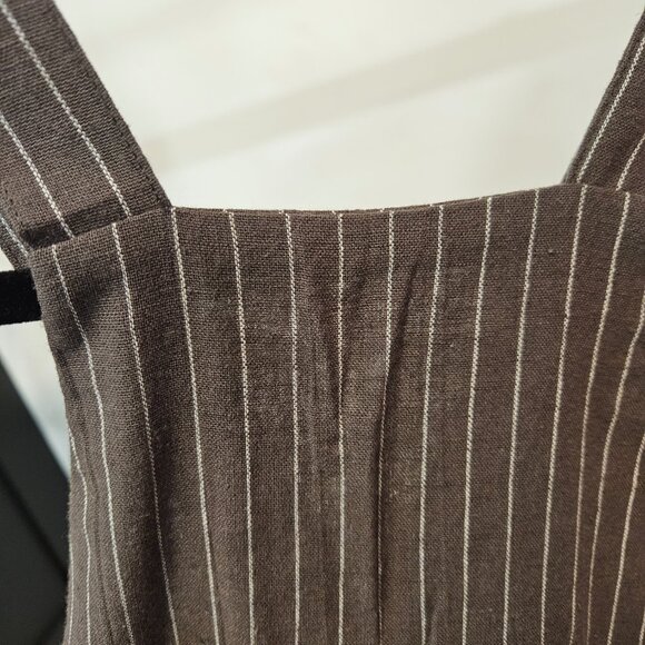 Mebie Baby Charcoal Stripe Linen Cotton Overalls 3T - Picture 2 of 4